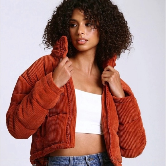 NWT 7 for All Mankind Corduroy Cropped Puffer Jacket Size S - Picture 4 of 16